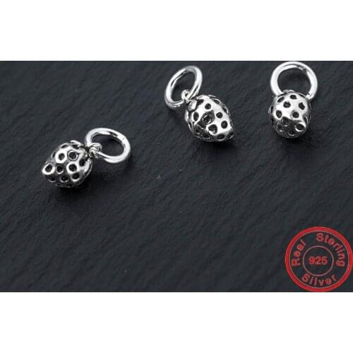 UQBing Pure 925 Sterling Silver Hollow Strawberry Charms For Women Female DIY Jewelry Findings Wholesale