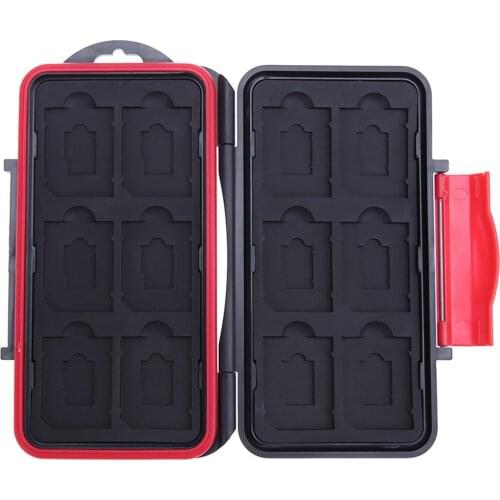 ALLOYSEED Waterproof Memory Card Case 12 Slots Capacity Anti-Shock Storage Holder Box Cases Protector For SD/Micro SD/TF Cards