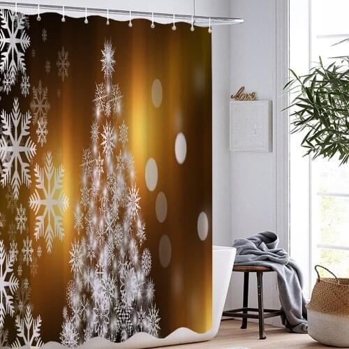 3D Snowflake Christmas Tree Shower Curtain Waterproof Washable Customizable Home Decor Christmas Gift Modern Shower Curtain