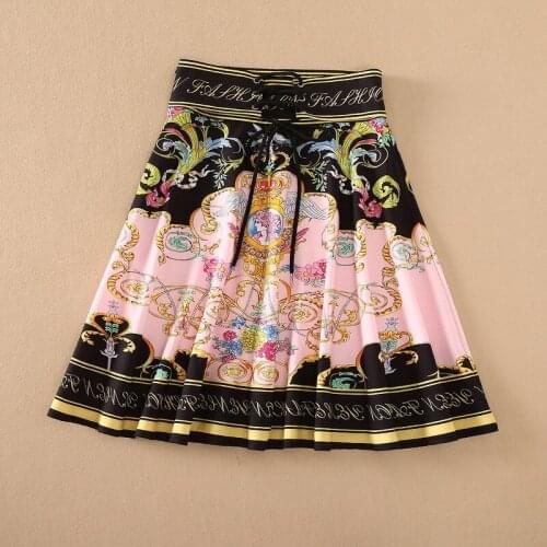 Europe and the United States womens clothing New Summer 2021 Palace retro print pleated fashion skirt