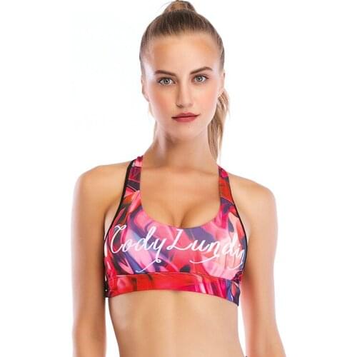 Cody Lundin Jogging Running Push-Up Vest Female Active Tops Digital Print Sport Bra For Women