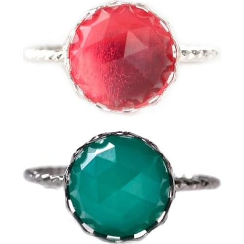 1pc New Fashion Resin Imitation Gemstone Ring Women Jewelry Ring Simple And Elegant Red And Green Wedding Jewelry Accessories