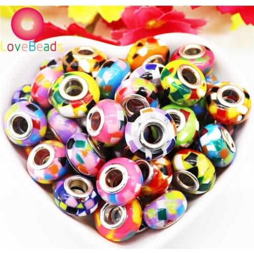 10pcs Color Fimo Clay Round Loose Big Hole Spacer Beads Fit Pandora Bracelet Charms Women Necklaces Earrings for Jewelry Making