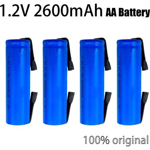 100%Original 1.2V AA battery 2600 MAH 2A Ni-MH Ni MH cell blue shell with tabs pins for Philips Braun electric shaver tool brush
