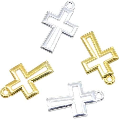 20pcs Wholesale Religious Charm Cross Single Hole Necklace Hollow Charm Pendant Center Jewelry DIY Jewelry Accessories
