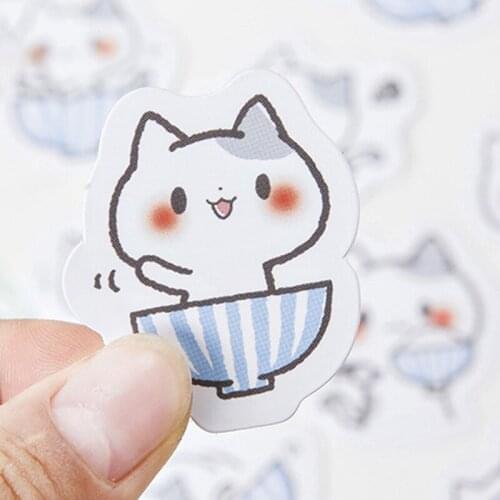 45pcs/lot Notebook Stationery Stickers for Beautiful Cartoon Cat DIY Gift Bag Sealing Kawaii Decoration Adhesive Tape Diary