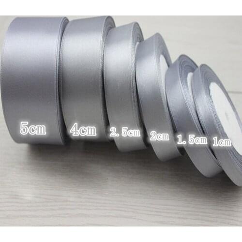 6-10-12-15-20-25-40-50mm Silver Gray Satin Ribbon Christmas Halloween Wedding Birthday Party Gift Packing DIY Crafts Ribbon