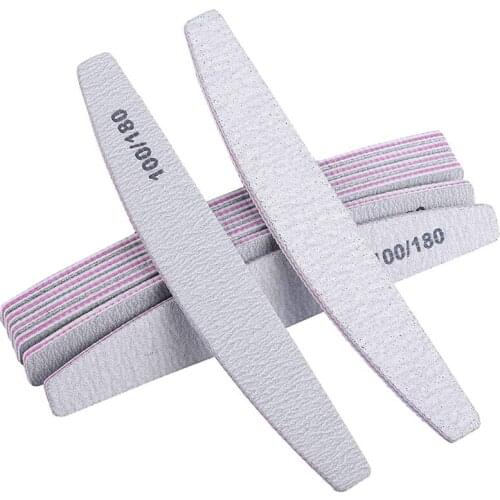 10Pcs/Set Professional 100/180 Half Moon Nail File Sandpaper Nail Sanding Blocks Grinding Polishing Manicure Care Tools