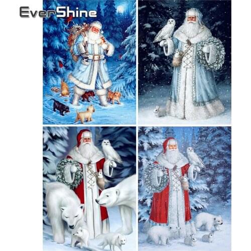EverShine Diamond Painting Full Square Christmas Diamond Embroidery Winter Picture Santa Claus Rhinestones Mosaic Wall Decor