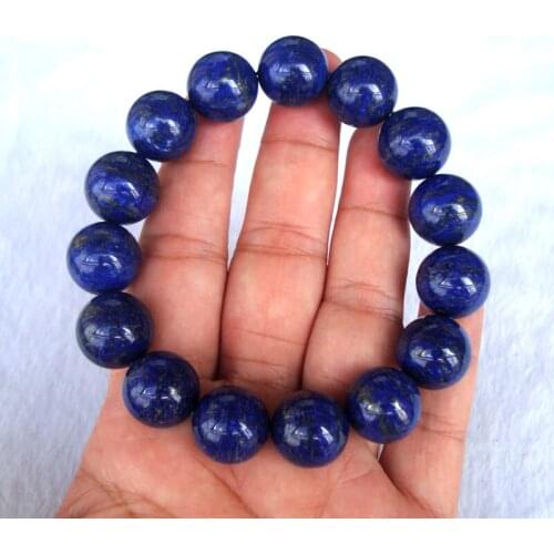 Free Shipping Natural Lapis Lazuli Round 14.5mm,14mm,13mm Beads Bracelet Women Man Jewelry Accessories Weddings Parties Gift