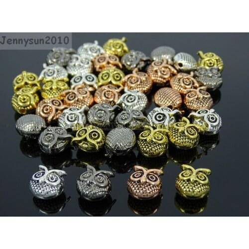 Solid Metal Randomly Mixed Cute Owl Bracelet Necklace Connector Charm Beads 50Pcs/Pack