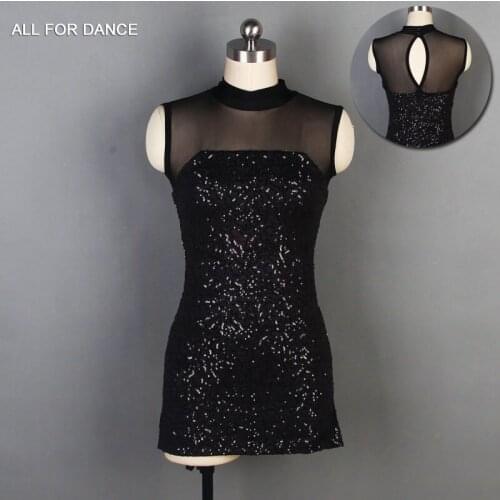 Black Sequin Mesh Bodice Bikeshort dance costumes Lyrical & contemporary dance costumes ballet dress