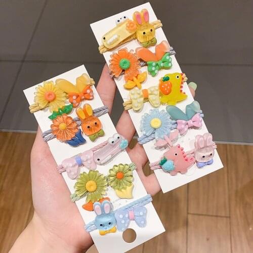 5pcs Childrens Hair Bands Cute Cartoon Hair Ties Girl Headdress