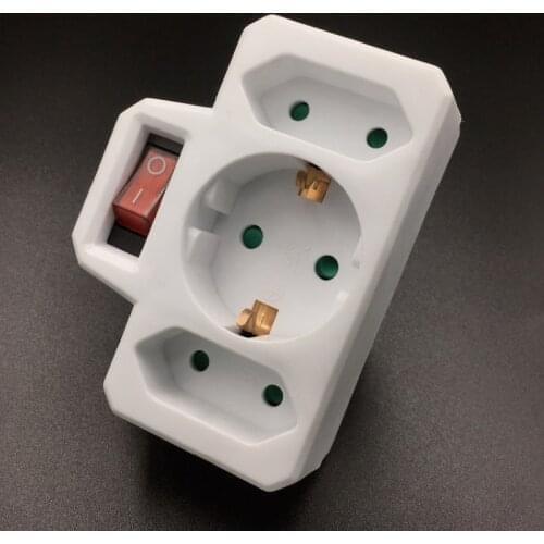16A CE Copper Eu Germany Wall Extension Adaptor Plug With Power Switch EU Schuko Socket With Safety Shutter Extension Socket