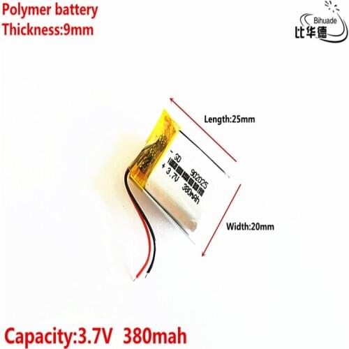 Good Qulity 3.7V,380mAH 902025 Polymer lithium ion / Li-ion battery for tablet pc BANK,GPS,mp3,mp4