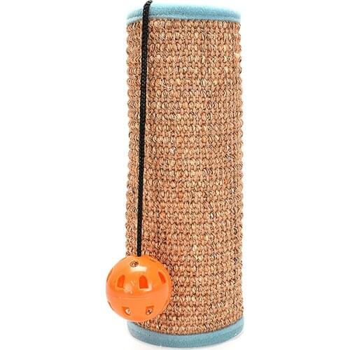 Cat Scratcher Post Scratching Mat with Bell Ball Wrap Around Pole Sisal Blanket Scratcher Cat Scratch Play Toy
