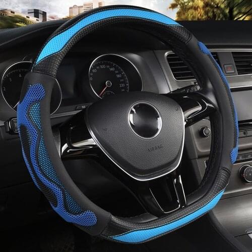 D Shape Leather Car Steering Wheel Cover Four Seasons Steering Wheel Hubs for VW GOLF 7 8 2015 POLO JATTA Interior Accessories