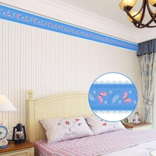 Creative Self Adhesive Baseboard LivingRoom Bathroom Butterfly Daisy Pattern Waistline Wallpaper Wall Stickers YX018