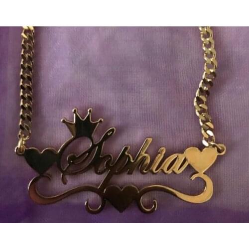 Cuban Chain Personalized Name Pendant Necklace For Women Custom Crown Heart Nameplate Choker Necklaces Jewellry Gift