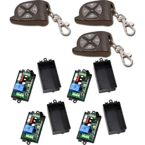 Best Price AC110V 220V 1CH RF Wireless Remote Control Switch System 3Transmitter+4Receiver with 4 Buttons Free Shipping