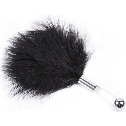 Manyjoy Flirting Feather Black Feather Flirting Whip Sex Toys Flirt Soft Flogger for Couple Adult Game Sex Products