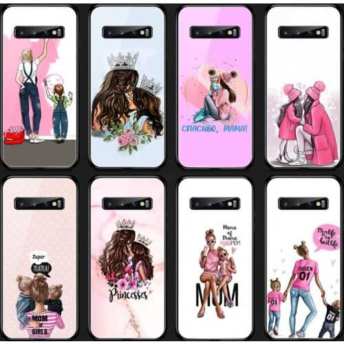 Fashion baby mom dad son daughter Phone Case Tempered Glass For Samsung S20 Plus S7 S8 S9 S10E Plus Note 8 9 10 Plus A7 2018