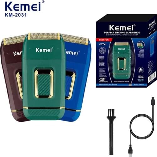 Kemei Rechargeable Electric Shaver for Men Twin Blade Waterproof Reciprocating Cordless Razor Shaving Machine Barber Trimmer