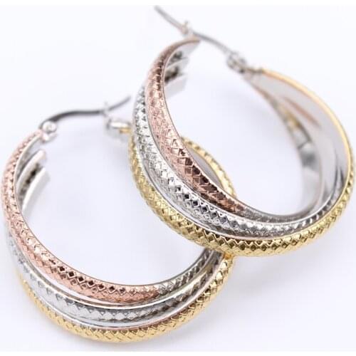 Diameter 30mm-35mm Safe without fading Exaggerated beautiful woman Jewelry gift birthday Stainless steel material earrings LH927