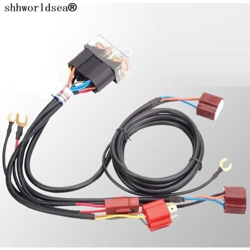Shhwroldsea H4 Headlight 7 Inch Relay Wiring Relay Harness Car Light Bulb Socket Plug For Car Auto Headlight