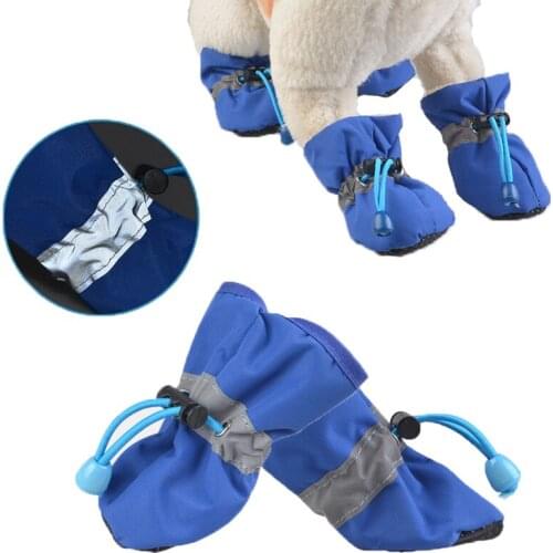 5 Sizes 4pcs/set Pet Dog Waterproof Shoes Spring Summer Reflective Night Safety Dog Shoes Soft Breathable Puppy Dog Boot Shoes