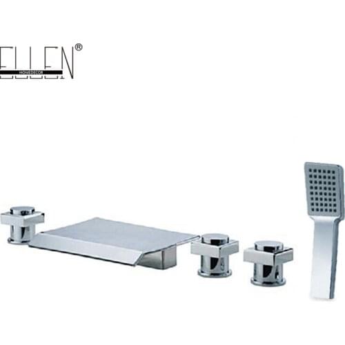 Vidric Chrome Bathtub waterfall faucet bath mixer waterfall faucets 5 piece for bathroom Deck Mounted pull out hand bathroom Sin