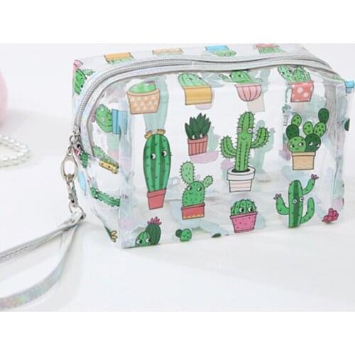 Waterproof Transparent Makeup Storage Pouch Cosmetic Organizer Cute Clear Case PVC Bag Travel Toiletry Cosmetic Bags