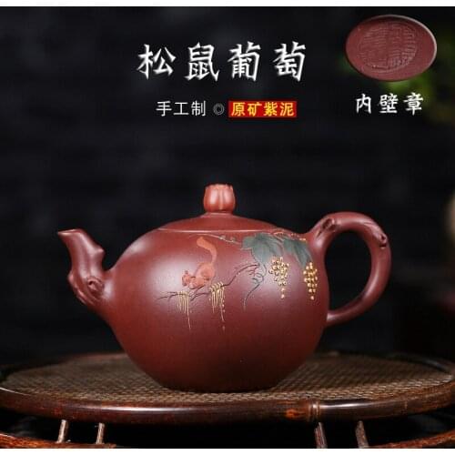 Yixing recommended manufacturers wholesale craftsmen Shao Meihua all hand teapot squirrel dark purple clay teapot
