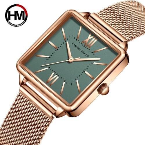 HM Fashion Women Watch Top Brand Luxury Ladies Bracelet Watch Waterproof Womens Quartz Wristwatch Stainless Steel Square Clock