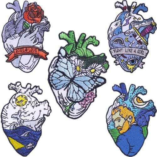 R1156 1pcs Heart Cartoon Sticker For Clothing Applications Patches On Clothes Iron Embroidered Patch For Backpack Badge