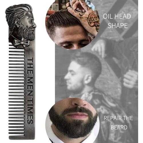 1PCS SilverHigh Quality Cool Men Beard Shaping Template Stainless Steel Beard Comb Men Hair Beard Trim Tool