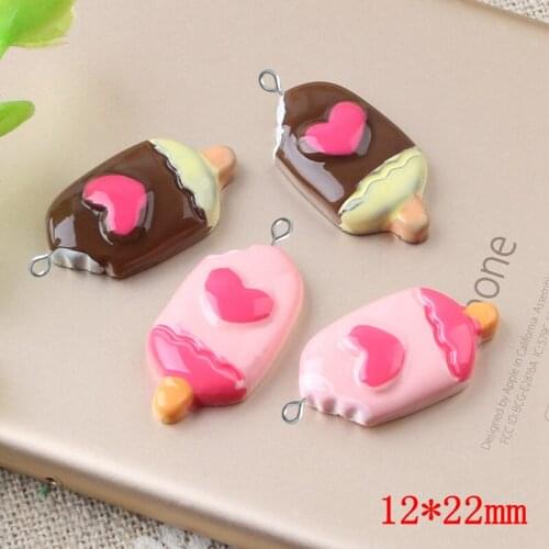 10pcs 12*22mm DIY resin ice cream lolly Popsicle charms kawaii cabochon sticker simulated fake food craft decoration jewelry