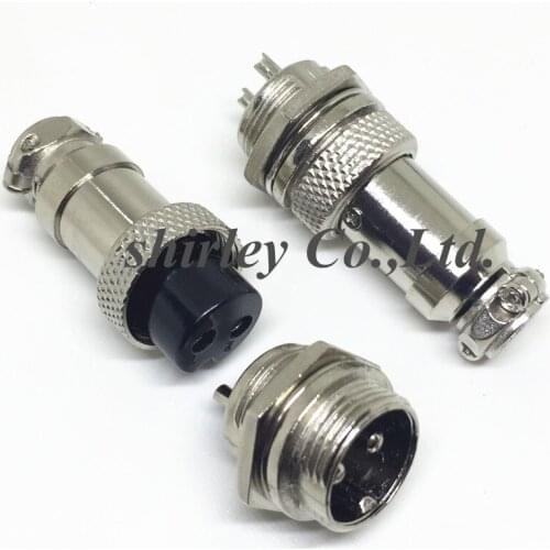 100 pairs GX16-2P GX16 2 Pin Diameter 16mm Male & Female Screw Type Electrical Plug Connector Socket Wire Panel Connector Circul