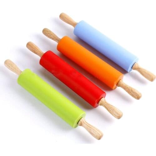 2 sizes Wooden Handle Cake Roller Crafts Dough Roller Decorating Home Dining Bar Silicone Plastic DIY Baking Kitchen Tools