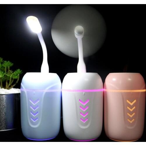 200ML 3 In 1 Humidifier Mini Hydrator Portable Home Mute Bedroom Desktop USB Night Light With Small Fan Multifunctional USB Car