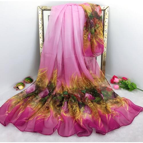 2020 Summer Silk Scarf Beach scarves women Sunscreen Shawl Ladies wraps flowered chiffon bandanna foulard female large