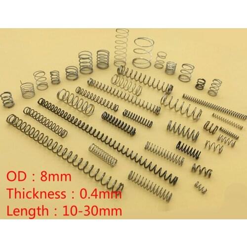 304 stainless steel compression spring Repair spring suit Return spring 0.4mm wire spring Outer diameter 8mm 100pcs