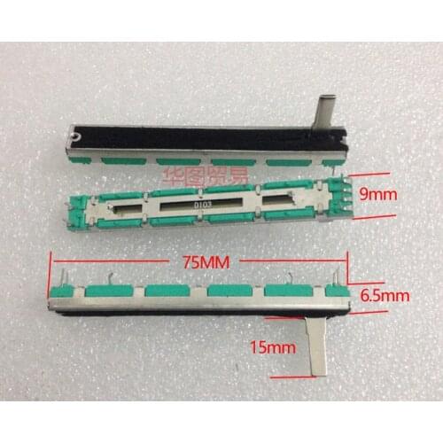 50pcs 7.5CM 75mm D10K dual channel mixer fader potentiometer D103 6Pins 10K D103 D10KX2