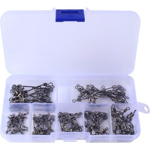 70Pcs/lot Heavy Duty 3 Way Fishing Swivels Terminal Tackle Connector 4# 5# 6# 7# 8# 10# 12