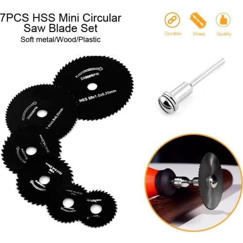 7pcs HSS Mini Circular Saw Blades Set Wood Cutter Carving Disc Cutting Wheel Spare Part