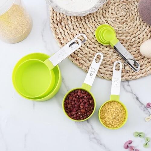 8pcs/set Baking Measuring Spoons Set Measuring Cups Set Stainless Steel Handle Tea Coffee Measuring Tools Kitchen Accessories