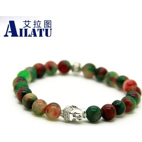 Ailatu Chakra Stone Jewelry Buddha Mala Bracelet Hombre Bracciali Mens Elastic Jewelry