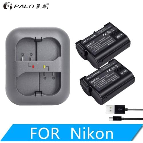 PALO Batteries for Nikon EN-EL15 ENEL15 en el15 en-el15a+Dual Charger for Nikon d7000 d610 d7100 D850 D600 D810 D750 D7500
