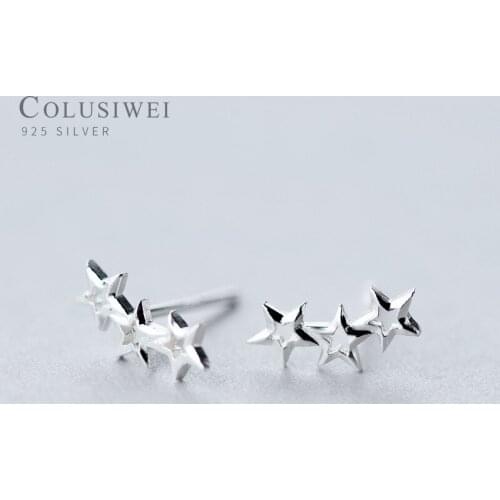 Colusiwei Silver 925 Jewelry Simple Minimalist Star Stud Earrings for Girl Anti-allergy Hollow out Jewelry Accessories Gifts