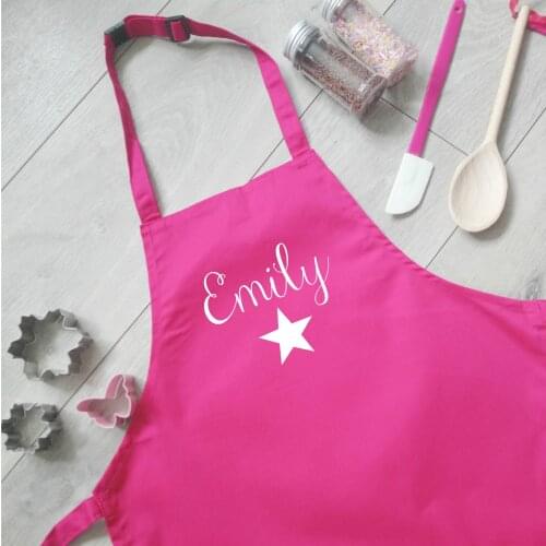 Personalised Childrens Star Apron Kids Custom Baking Apron Kids Childrens Chef (Name) Apron Baking Cooking Novelty Gift Cookery